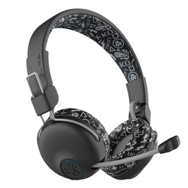 JLab JBuddies Play - Auriculares inalámbricos para niños, color negro | 22 horas Bluetooth 5 tiempo de reproducción, 60 ms de latencia súper baja para juego móvil, micrófono retráctil | cable auxiliar compatible con consolas de juegos