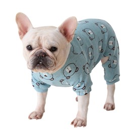 Fat Dog Clothing,Soft Cotton French Bulldog Pajamas,Pug Four legged Jumpsuit Onesies Costume for Cats Puppy Small Medium Dog_M(Blue)