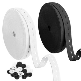 2 Rotoli Elastico per Cucito,20 mm × 30 m Cucire Elastico Bianco e Nero