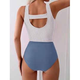 Eomenie Two Piece Tankini Swimsuits for Women Tummy Control Bathing Suits Cutout Back Swim Tank Top with High Waisted Bottom