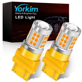 Yorkim 3157 LED Bulb Amber led turn signal bulb, 3157a 3156 led amber lights 3056 3057 4157 bulb led 3157 Replacement for Turn Signal Side Marker Lights, Amber Yellow, pack of 2