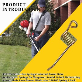 3 Pack 330105 Universal Power Rake Replacement Springs Compatible with Maxpower, Dethatcher Springs Compatible with Maxpower Arnold 16 Inch Dethatching Mower Blade for Most Lawn Mower