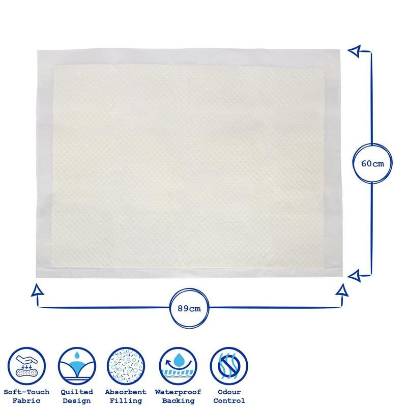 Harbour Housewares Disposable Incontinence Bed Pads - 60cm x 89cm