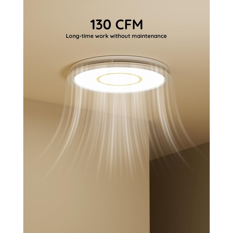 Fitop Bathroom Exhaust Fan with Light, 130 CFM 47W Ceiling