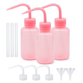 3 Pack Plastic Wash Bottle with Measurement 150ml, 5oz Safety Squeeze Bottle Succulent Watering Bottle Narrow Mouth Tattoo Wash Bottle for Scientific Lab Gardening Tattoo (3 * 150ml,Pink)