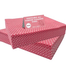 100pk HUGE 42x35cm All Purpose Cloths, J Cloths Style Disposable Cloths For Cleaning Bathroom Kitchen Surfaces & Window Wiping General Cleaning Cloths Lint Free Red