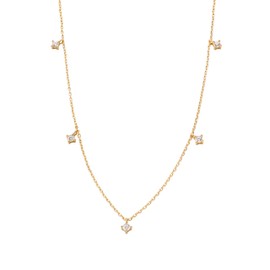 XENOX® Women's Necklace Made of High-Quality 925 Sterling Silver with Sparkling Zirconia Stones, Sterling Silver, Cubic Zirconia