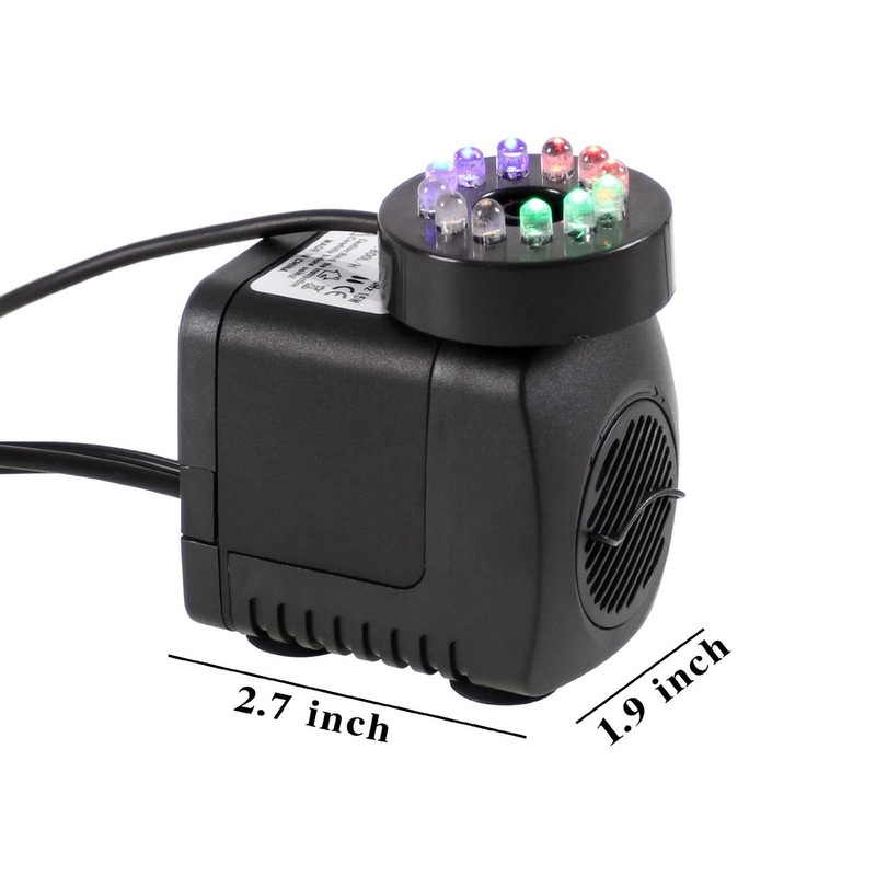 Lewisia 211 GPH Fountain Pump Submersible with LED Light Adjustable