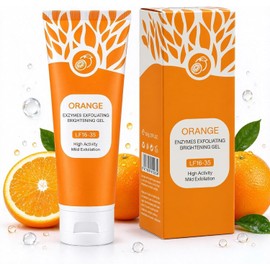 Exfoliante Facial de Gel con Enzimas Naranja, Exfoliante para Mejora Brightening y Aspereza de Piel, Limpiador Facial de Hidratación Suave, para Rostro, Codos, Rodillas, Espalda