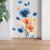 Blue Flower Wall Decals Peel and Stick Gold Peony Floral