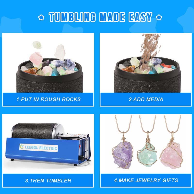 Leegol Electric 6LB Rock Tumbler Kit – Double Drum Rock