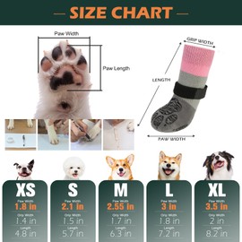 EXPAWLORER Anti Slip Dog Socks to Prevent Licking Paws, Dog Shoes for Hot Pavement, Dog Booties for Hardwood Floors, Dog Boots & Paw Protectors with Grippers for Small Medium Large Senior Dogs Pink M