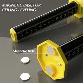 SAMIQU 2Pcs Ceiling and Floor Tile Ruler - Leveling Ruler with Magnetic Base, Gradienter Horizontals Line Leveling Tool (Black)