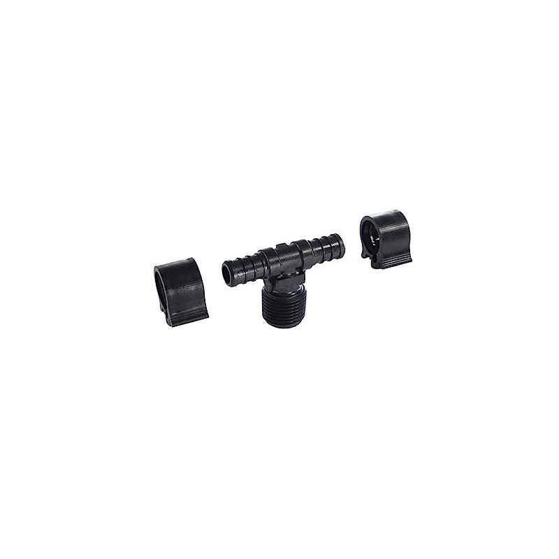 PEXLOCK 30822 Male Tee, 1/2" x 1/2" MPT, Black
