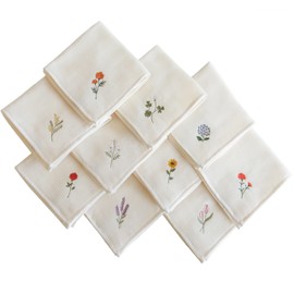 Imabari Towel, Handkerchief, Flower Iroha Stitch, 9.8 x 9.8 inches (25 x 25 cm), Retirement, Celebration, Return, Home Celebration, Gift, 100% Cotton, Gauze (Set of 10)