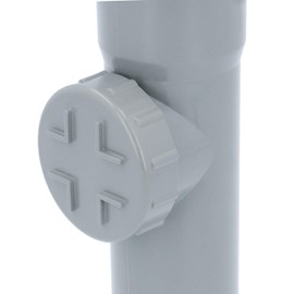 PP cleaning pipe, inspection pipe, diameter DN 50 mm, grey HT pipe with inspection opening, rubber sealing rings, screw cap, drain pipe, gutter, rain pipe, hot water, chemical resistance, waste water