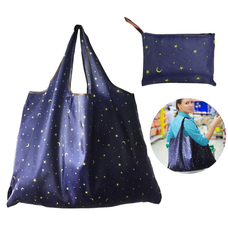 Mewflew Large Foldable Stylish Nylon Shopping Bag Portable and Reusable
