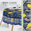 Ecixzyo Lemon Round Tablecloth 60 Inch Polyester Washable Table Cover