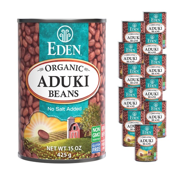 Eden Organic Aduki Beans, (Azuki, Adzuki), Non-GMO, No Salt Added, Red Beans, Macrobiotic, 15 oz. Can (12-Pack Case)