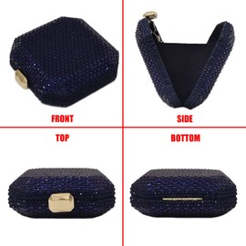 Lindo bolso de mano de vidrio mini con diamantes de imitación para mujer, fiesta, boda, noche, Azul oscuro