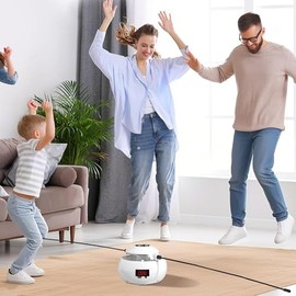 Hands-Free Smart Jump Rope Machine, Automatic Floor Jump Rope for Kids & Adults, 10 Speed Levels, LCD Counter, Remote Control, Rechargeable Indoor Car