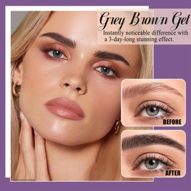 Peel Off Eyebrow Gel, Tattoo Eyebrow Gel Easy Peel Off-Long-lasting Natural Color Up to 3 Days, Waterproof Eyebrow Tattoo for Women, Easy Application for Fuller & Defined Looking Brows, Grey Brown