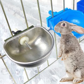 Rabbit Feeder Bowl , 10PCS Rabbit Breeding Equipment with Bowl , Anti Scratch Stainless Steel Nipple Drinking Water Bowl , for Rabbit Squirrels Chinchilla Hamster Ferret