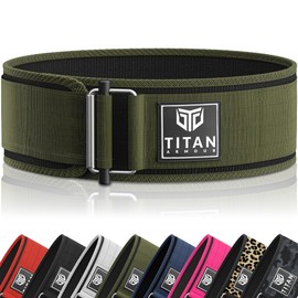 Titan Armour® Premium Self-Locking Weight Lifting Belt | Gym belt: Crossfit, Powerlifting, Deadlift, Olympic Lifts, Squats | Functional Weightlifting Belt | Men & Women | UK Brand (Military Green, M)