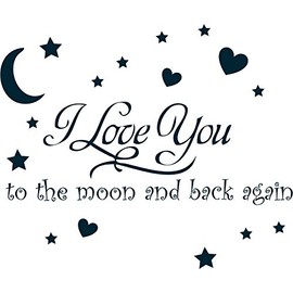I Love You to The Moon and Back Again Wall Sayings Vinyl Art Decal Quote Sticker Home Decal Sty1 (Matte Black)