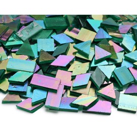 Lanyani 200 Pieces Iridescent Glass Pieces (Green-4)
