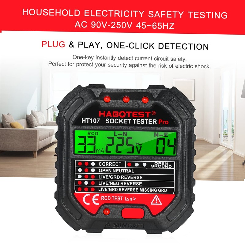 KKnoon Socket Tester with Voltage Display 90-250 V Socket Tester