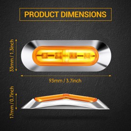 Tallew 20 Pcs Amber LED Side Marker Clearance Lights 3.7 Inch Side Marker Lights 4 Diodes Front Rear Turn Signal Indicator Light for Trailer Pickup Truck Tractor Van Rv Camper Waterproof