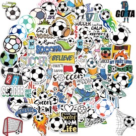 100 PCS Soccer Stickers, Vinyl Waterproof Sticker for Water Bottles Laptop Scrapbook, Soccer Gifts for Girls Boys, Soccer Party Favor and Christmas Stocking Stuffers for Kids