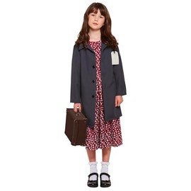 HENBRANDT Evacuee Girl Girls Fancy Dress WW2 1940s Wartime Book Day Childs Kid Costume New (Age 7-9)