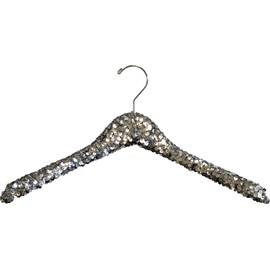 The Great American Hanger Company Silver Sequined Wooden Hanger, Box of 3 Curved 17 Inch Hanger with Hardwood Core and Polished Chrome Swivel Hook