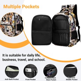 ZZRIUP Cute Dogs Backpack for Kids Boys Girls, Funny Dog Backpack for School Outdoor Travel 16.5inch