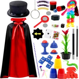 NlsqEU Magic Tricks Set for Children, Wizard Costume, Magic Hat, Birthday Gifts Children from 5 6 7 8 9 10 11 12 Years