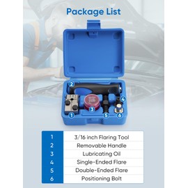 Wvoillty Double Flaring Tool for DIN Brake Lines, 4.75 mm (3/16 Inch) Universal Brake Line Flaring Tool Set, Brake Line Repair Kit for Copper, Nickel and Steel Pipes, Compatible with Cars, Trucks