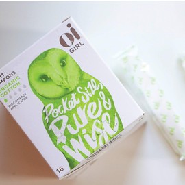 Oi Girl Organic Cotton Tampons, Box of 16 Light Tampons, Discreet BioCompact Applicator