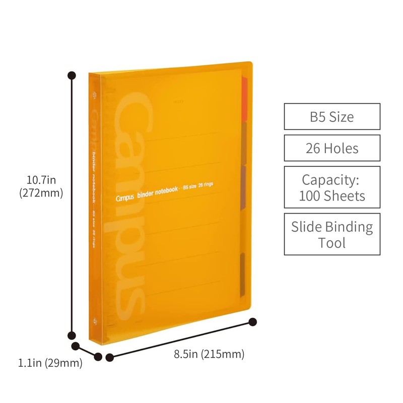 KOKUYO 5 Subject Spiral Notebook, Campus B5 Refillable Journal with