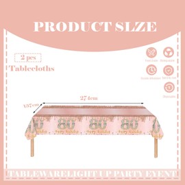 COSORO 2pcs Rose Gold 80th Table Cloth,Happy 80th Birthday Tablecloth for Ladies Women 80th Birthday Table Decoration,137 * 274cm Plastic Tablecloths Table Cover 80th Birthday Decorations for Her