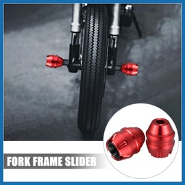 A ABSOPRO 1 Pair Anti Drop Fork Frame Slider Motorcycle Wheel Front Fork Frame Sliders Falling Protection Anti Crash Caps CNC Aluminum Alloy Red Item Replacement