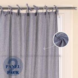 THE ART BOX - Cortinas de gasa a rayas, juego de 2 paneles para colgar en la parte superior de gasa de lino bohemio, para puerta de filtrado de luz, para recámara, sala de estar, decoración del hogar,