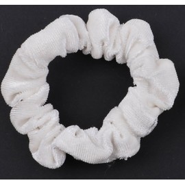 Mytoptrendz® 2 pcs Kids Skinny Hair Scrunchies Plain Premium Soft Smooth Velvet Small Hair Ties No Damage Pony Bands for Thin Hair Girls Women Hair Accessories (White)