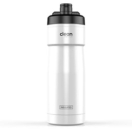 The Clean Hydration Co, Sport 20 Insulated Bike Water Bottle with Easy Clean Cap, Easy Squeeze for Cycling (Gloss White)