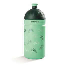 Skoda 6U0050309 Children's Water Bottle, 500 ml, with Bicycle Motif, Green