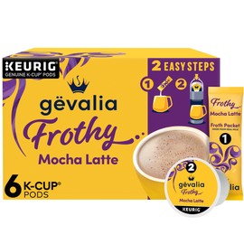 Gevalia Frothy 2-Step Artificially Flavored Mocha Latte Espresso Style K-Cup Coffee Pods & Froth Packets Kit, 6 ct Box