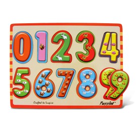 Puzzled Numbers with Animals Raised Wooden Puzzle - Easy To Play Cute Wood Puzzle, Fun Pattern Play, Matching Pieces & Shapes Puzzle Toy, Educational Brain Teaser Game & Learning Activity for Kids