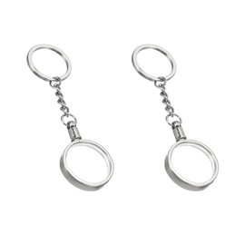 2 Pcs Coin Holder Keychains, 30mm Round Coin Bezel Keyrings Medallion Holder with Key Ring for Handbag Purse Car (Silver)