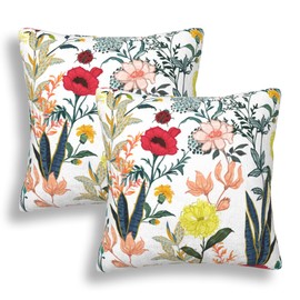 jajoaier Beautiful Colorful Floral Pillow Covers 18X18 inch Set of 2 Watercolor Blooming Floral Throw Pillow Covers Abstract Art Outdoors Decorative Cushion Case for Bed Couch Sofa Home